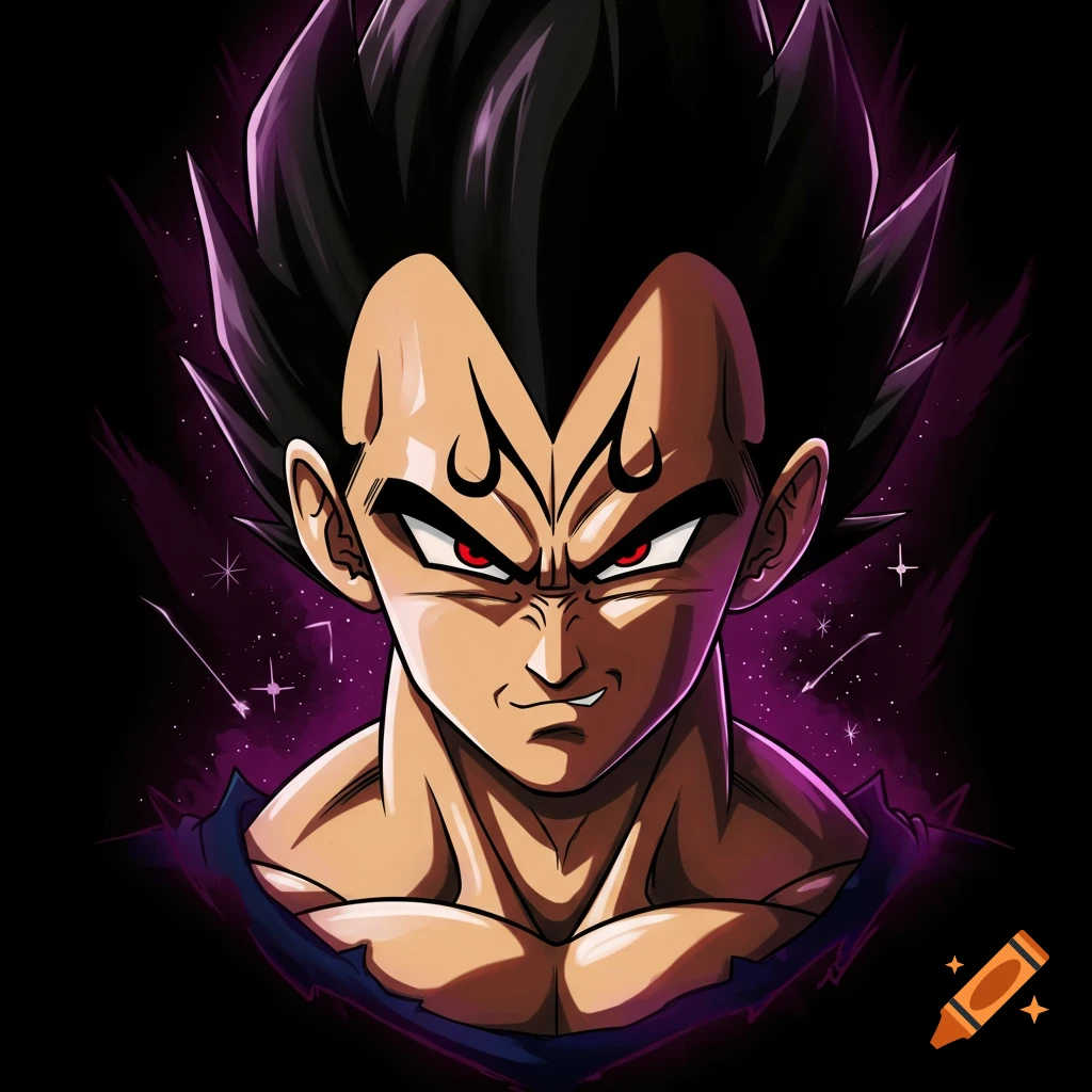 Anime close-up illustration of Majin Vegeta