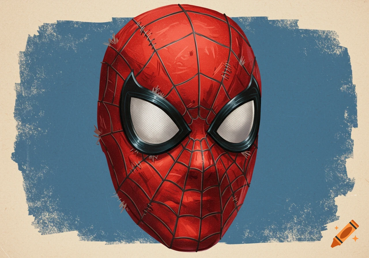 A raggedy, cheap 60s style Spider-Man mask.
