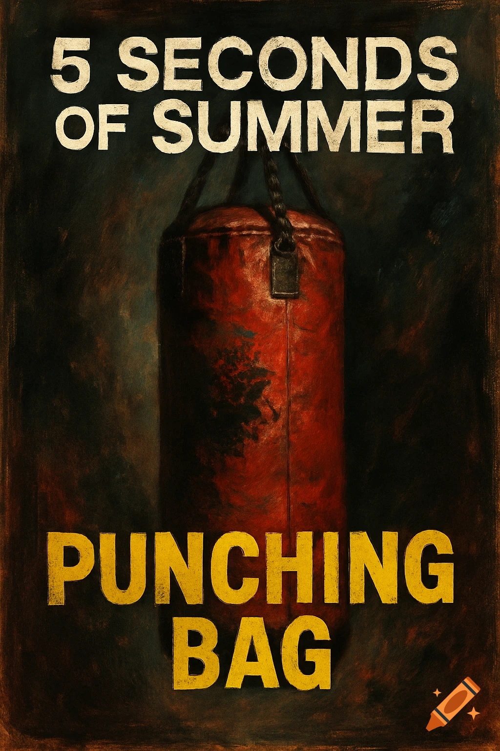 Album art with a red punching bag and white and yellow text.