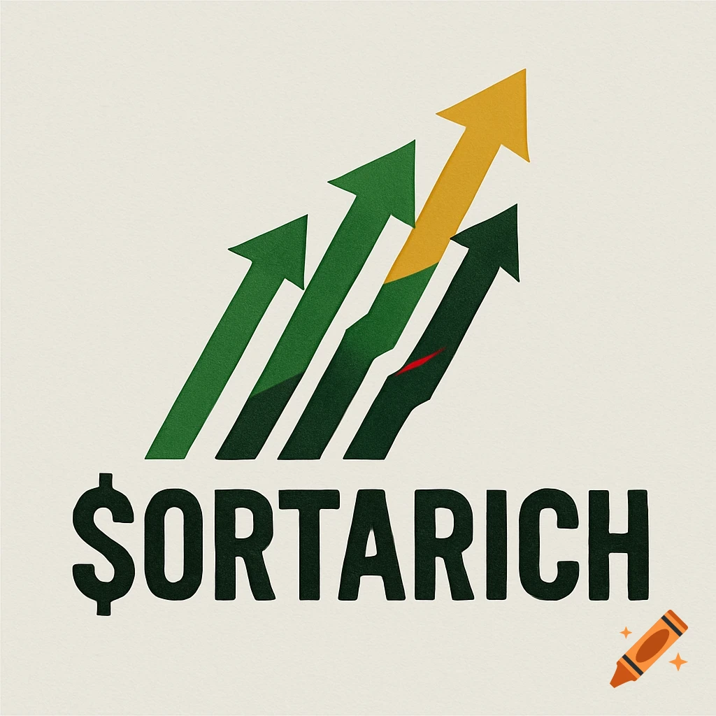 Logo with four ascending arrows (three green, one gold) above the text $ORTARICH.