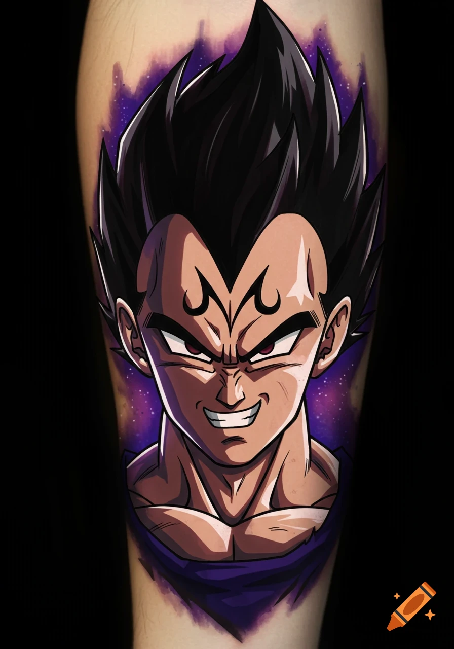 Majin Vegeta tattoo on a forearm