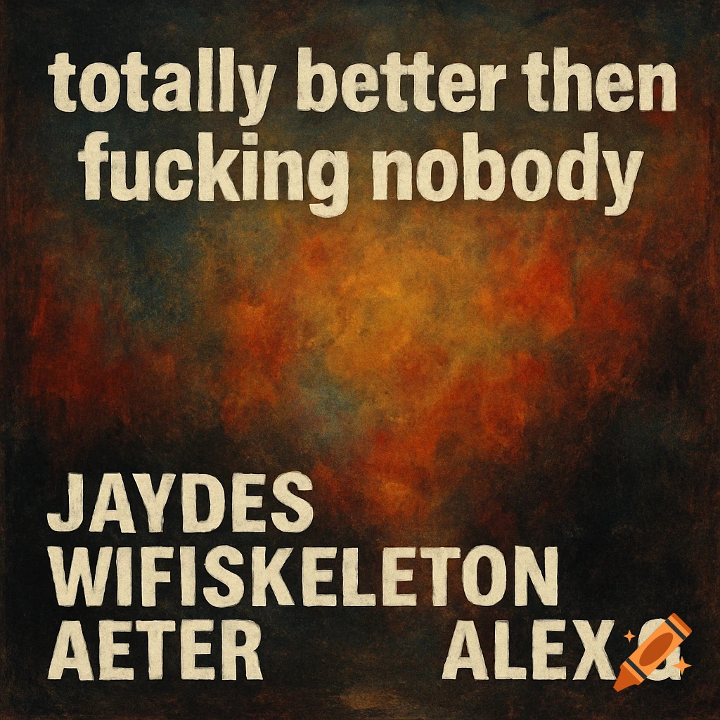 Album cover with the title 'totally better then fucking nobody' and band names on a dark, textured background.