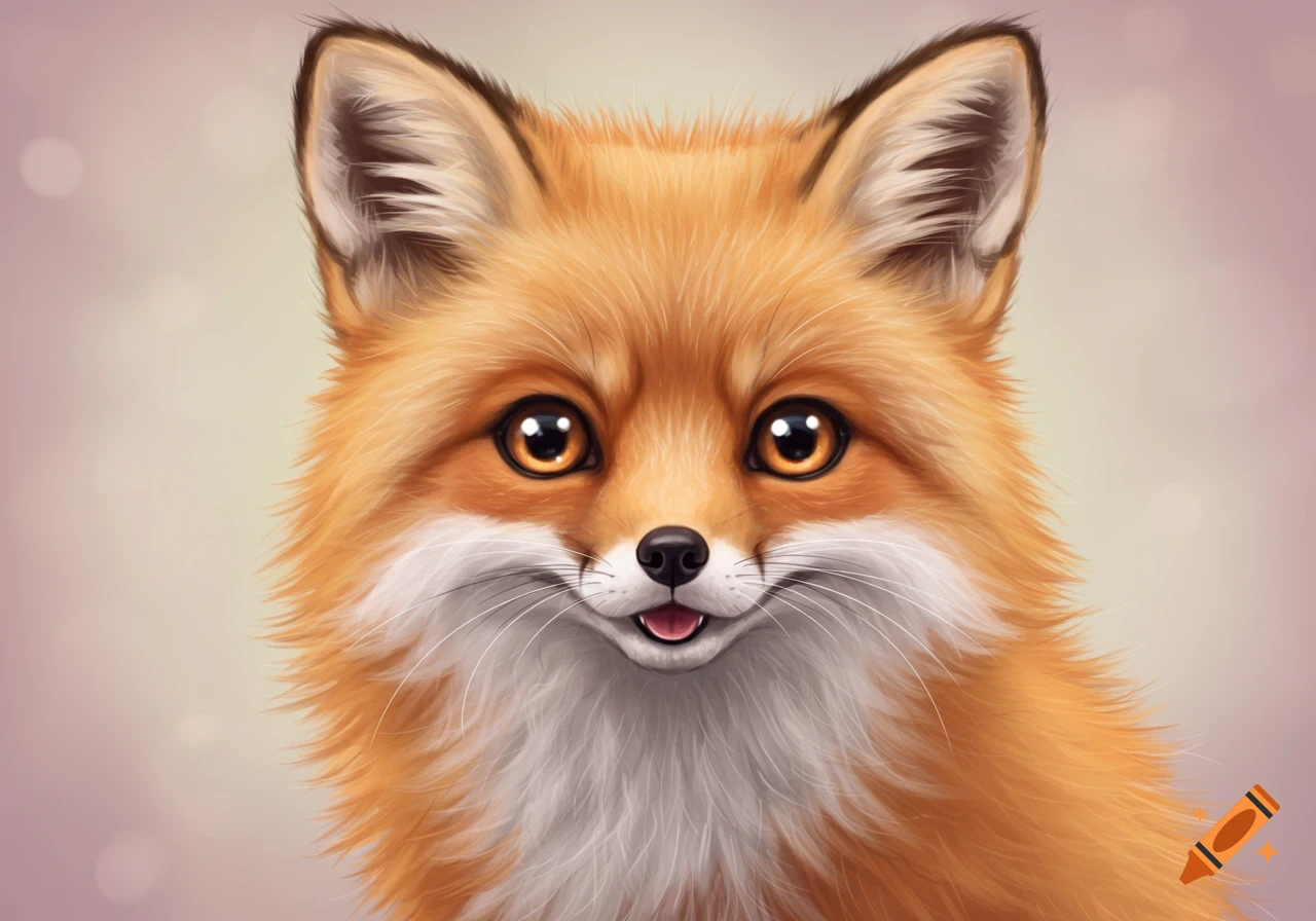 Close-up illustration of a cute fox face.