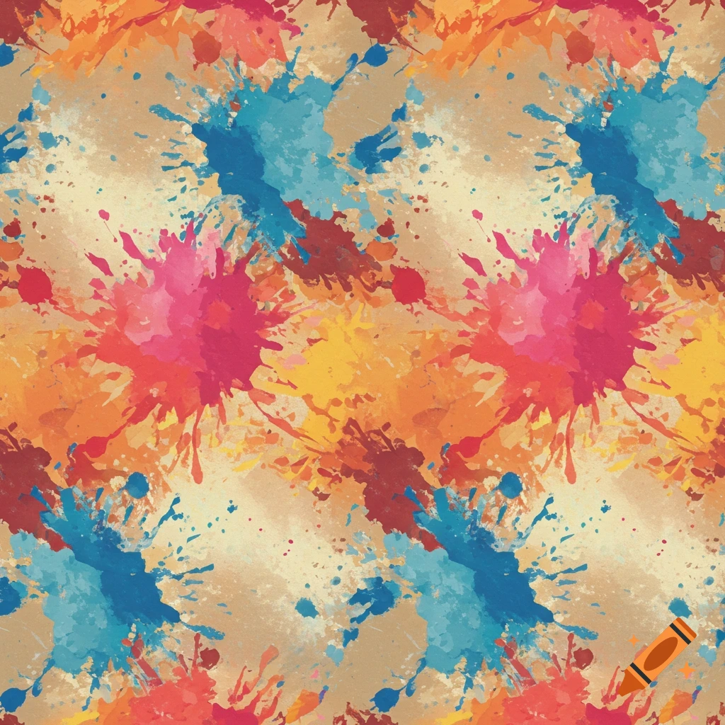 Seamless pattern of colorful paint splashes
