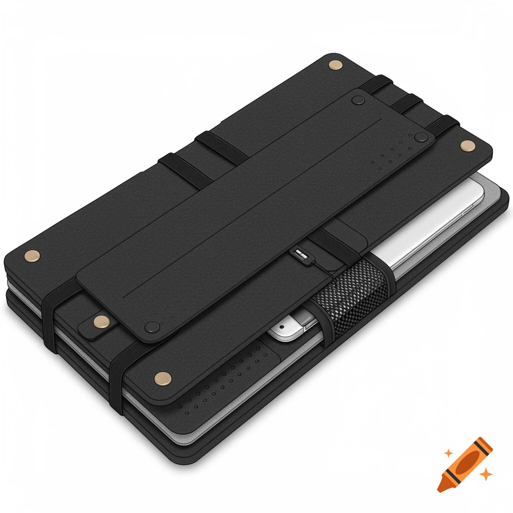 A black modular protective wrap designed for electronics and accessories.