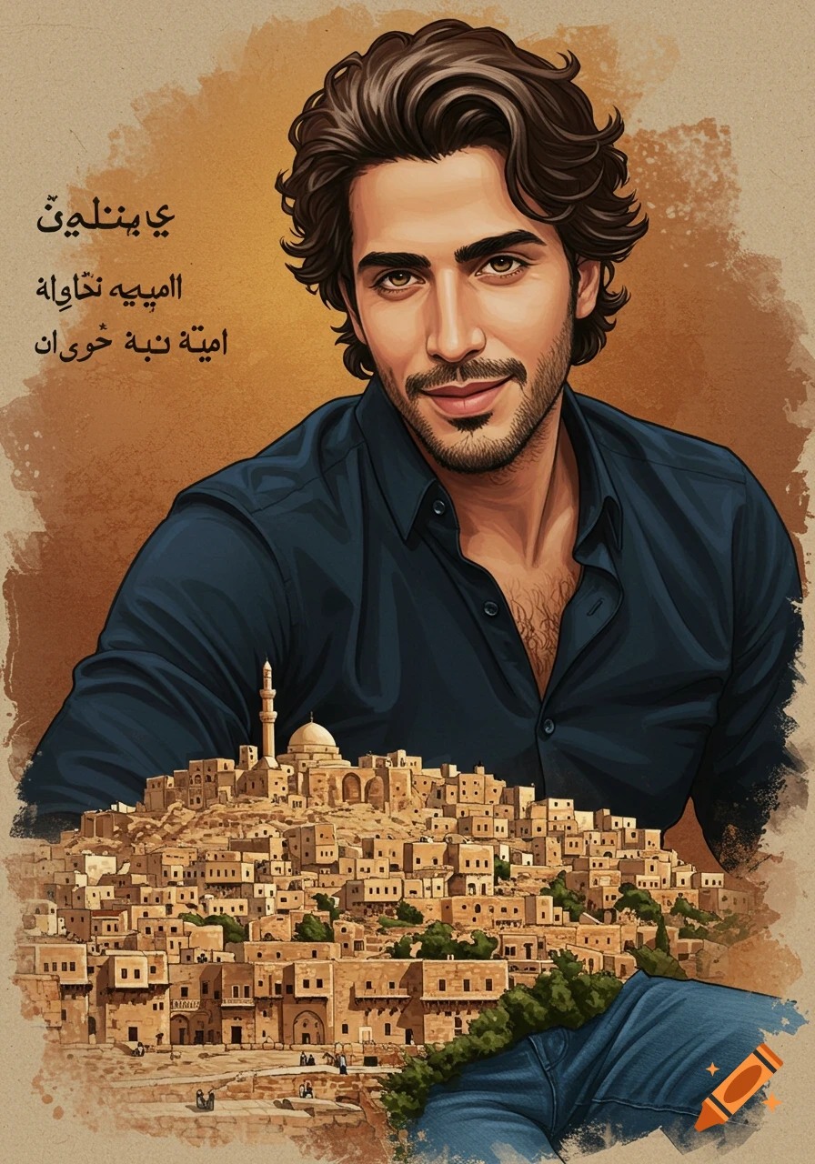 Illustration of a man sitting above a city.