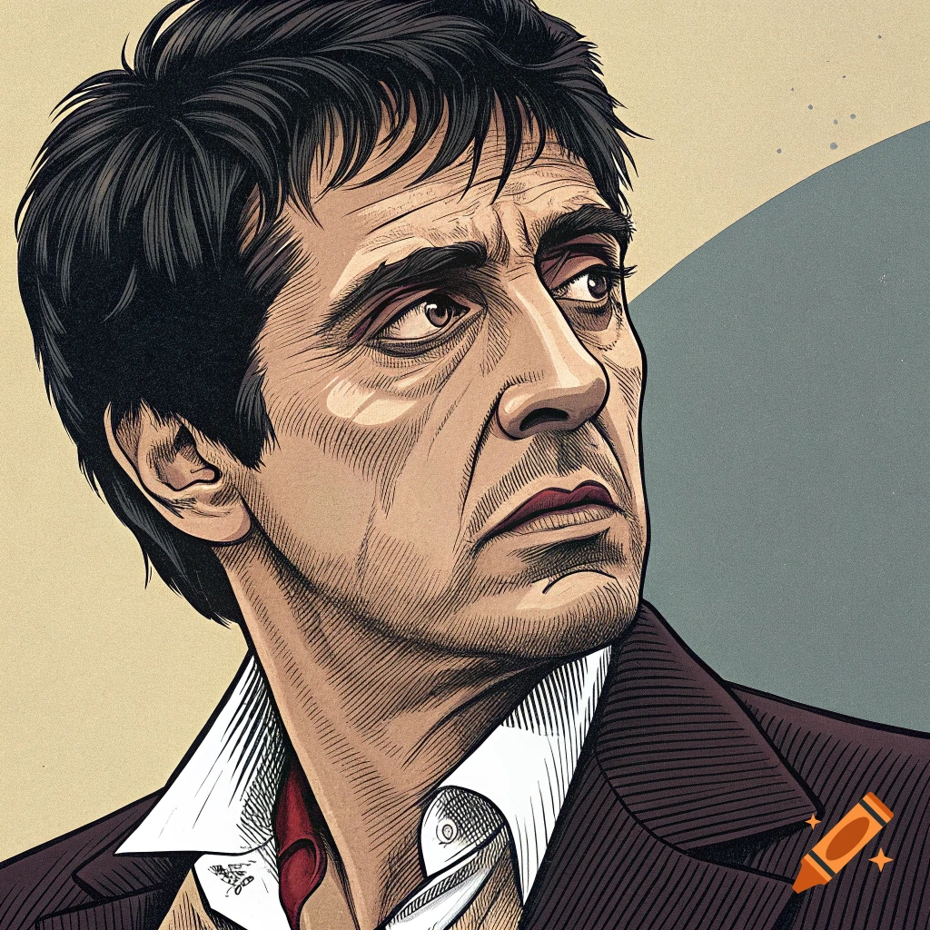 Comic art portrait of Tony Montana