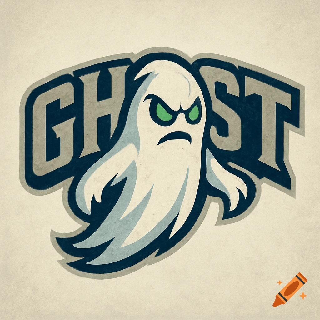 Sports logo featuring an angry ghost character replacing the O in GHOST