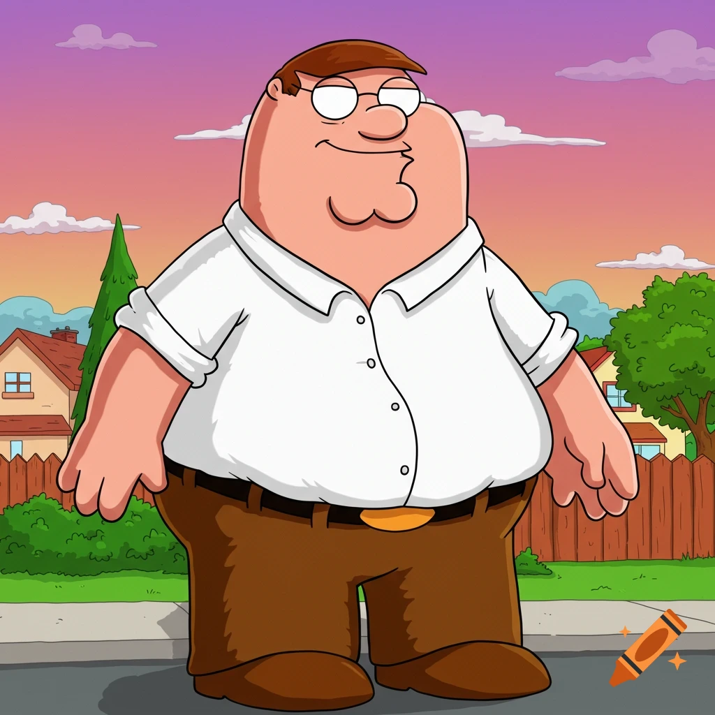 Cartoon image of Peter Griffin standing outside