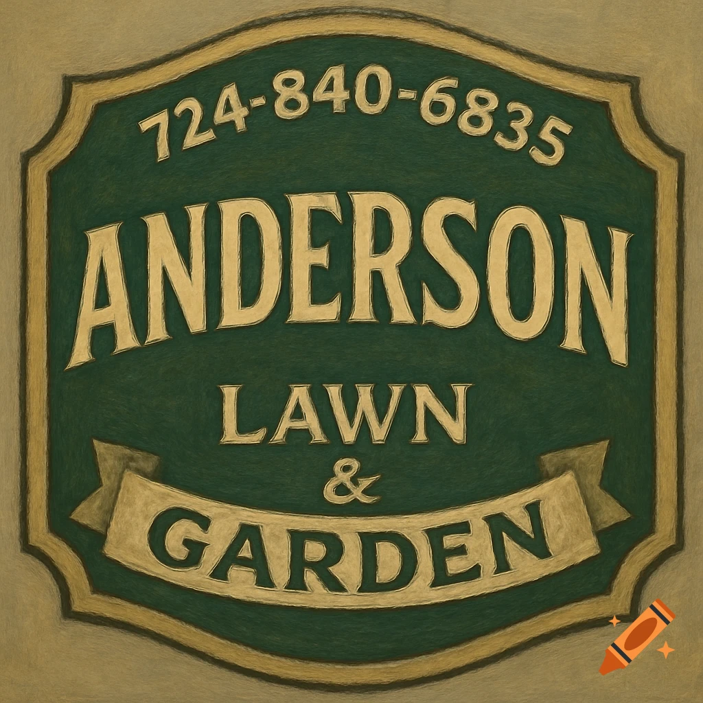 A sign for Anderson Lawn & Garden with a phone number.