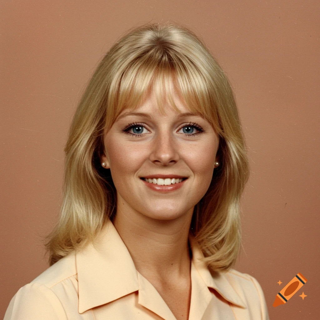 Headshot portrait of a smiling blonde woman with blue eyes in a light yellow shirt.
