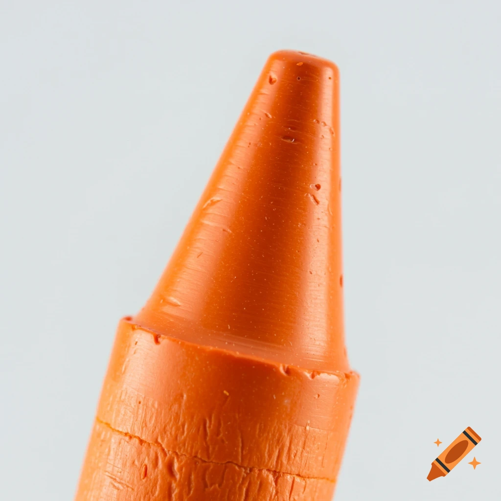 Macro close-up of an orange crayon tip