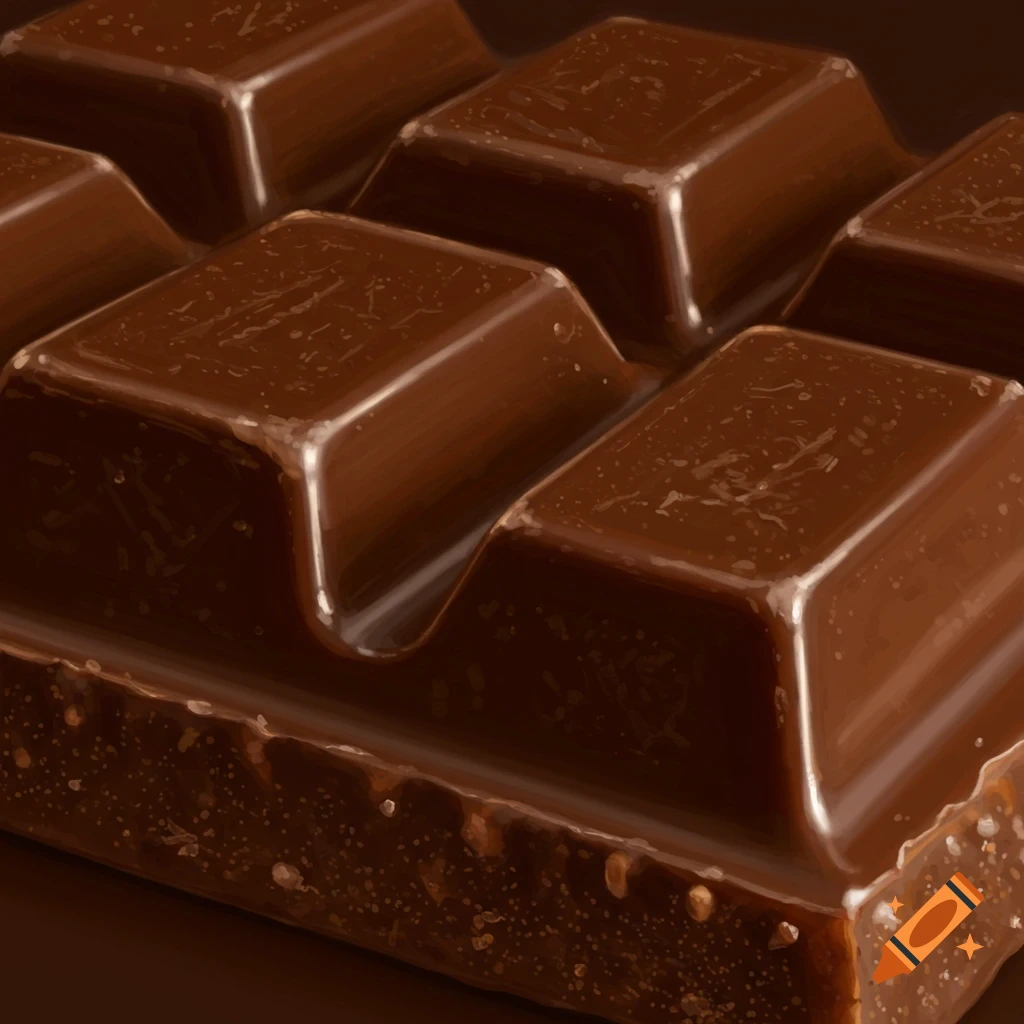 Close-up of a dark chocolate bar showing individual squares and textured bottom edge