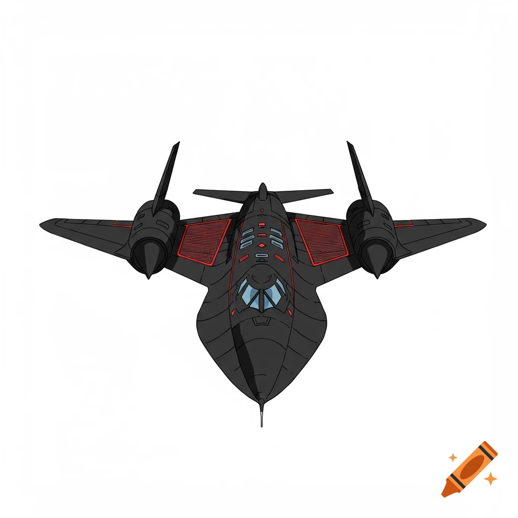 Vector illustration of a black SR-71 aircraft on a white background.