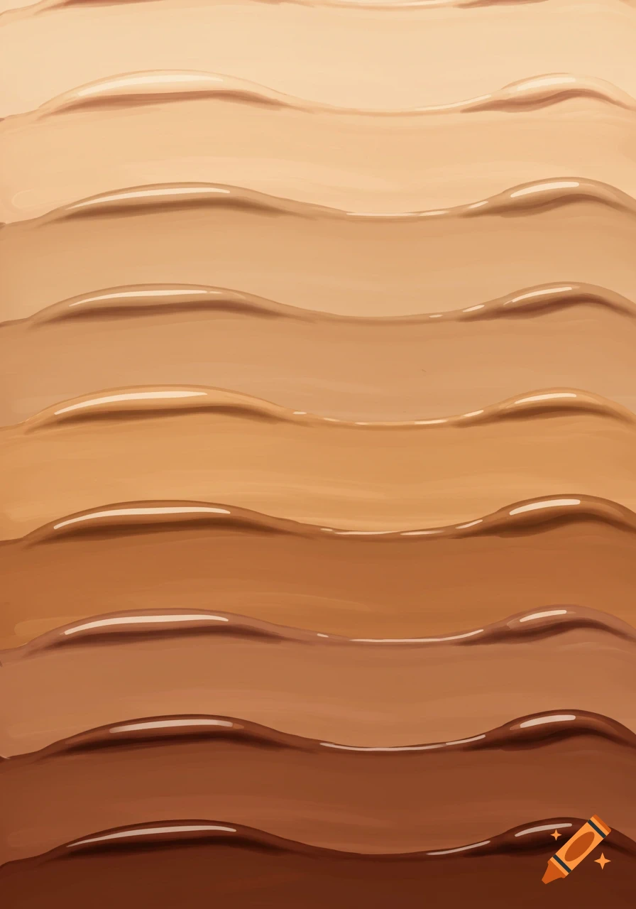 Swatches of liquid foundation in various skin tones.
