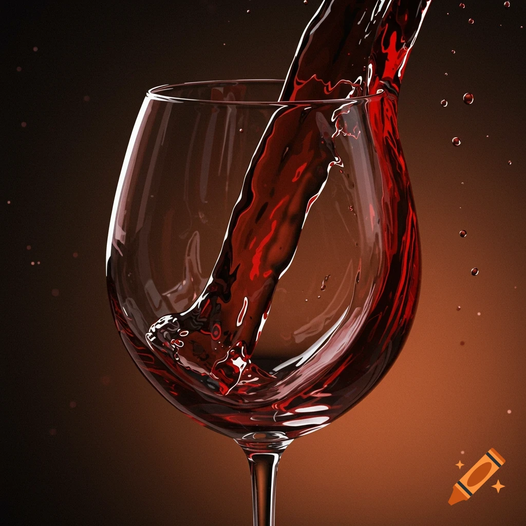Red wine being poured into a wine glass.