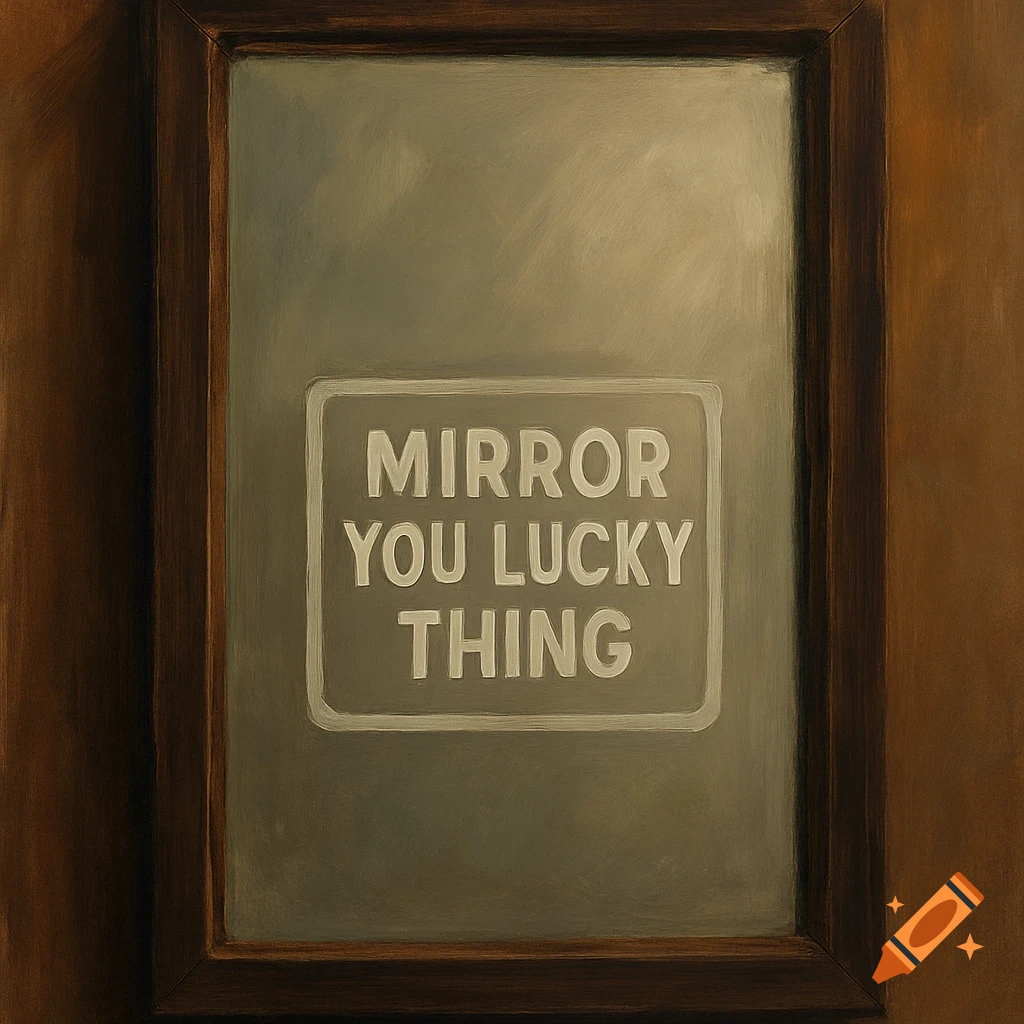 Painting Of A Mirror With Text Mirror You Lucky Thing On Craiyon