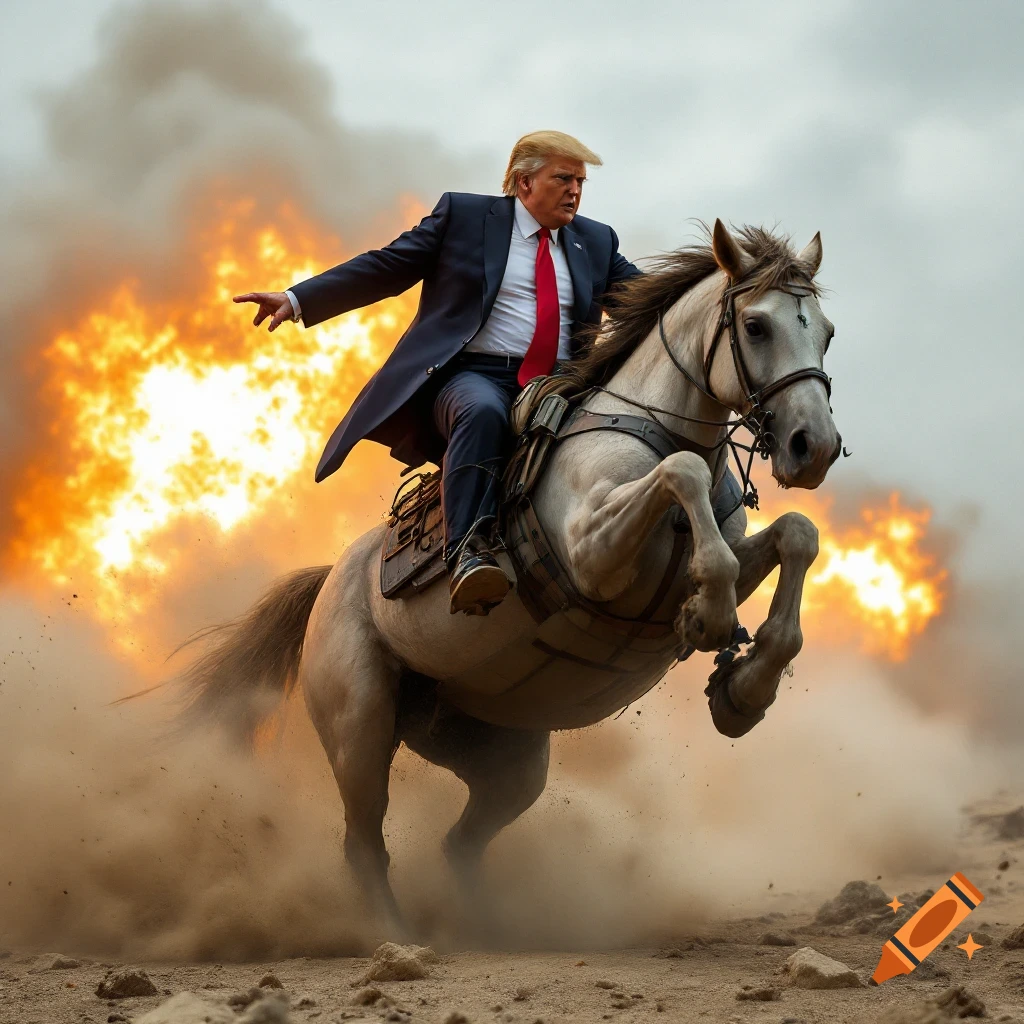 donald-trump-rides-a-white-horse-through-an-explosion-on-craiyon