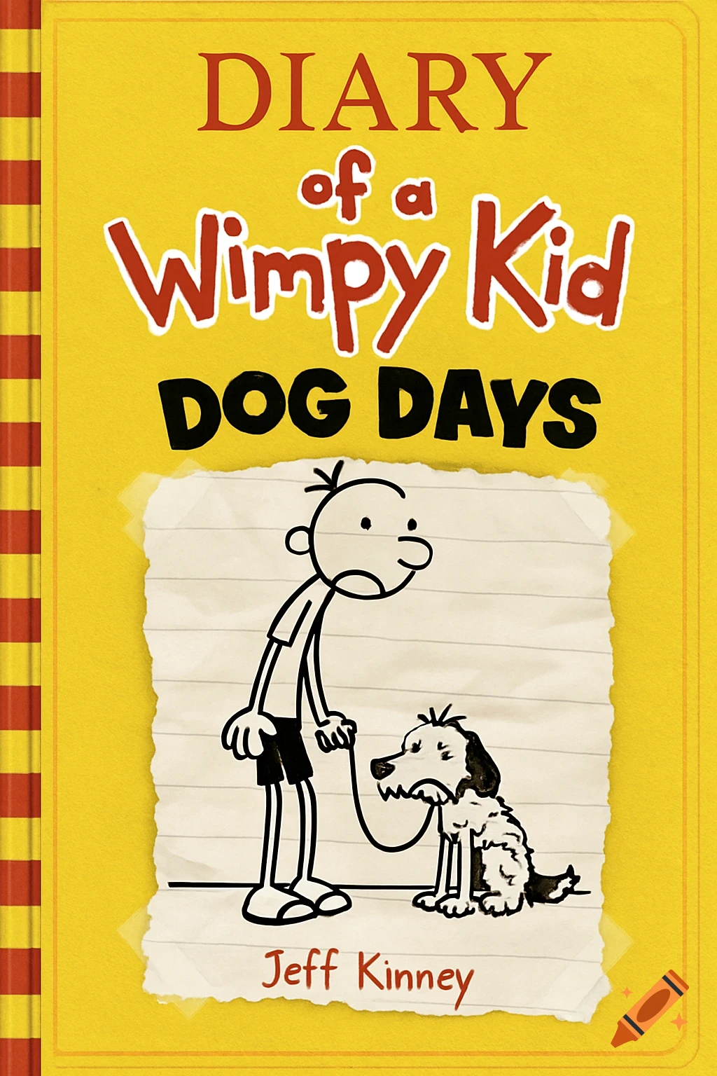 Cover for Diary of a Wimpy Kid: Dog Days featuring Greg Heffley and a dog in stick-figure style.
