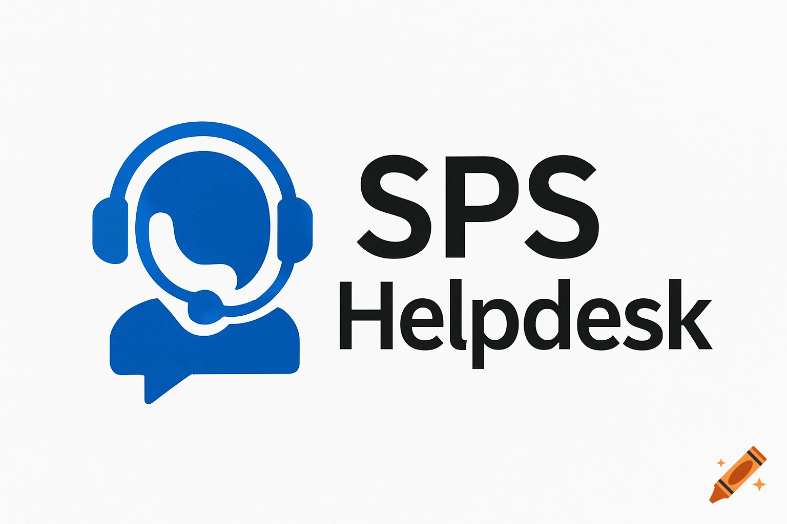 Blue headset icon next to black text 'SPS Helpdesk' on a white background, forming a logo.