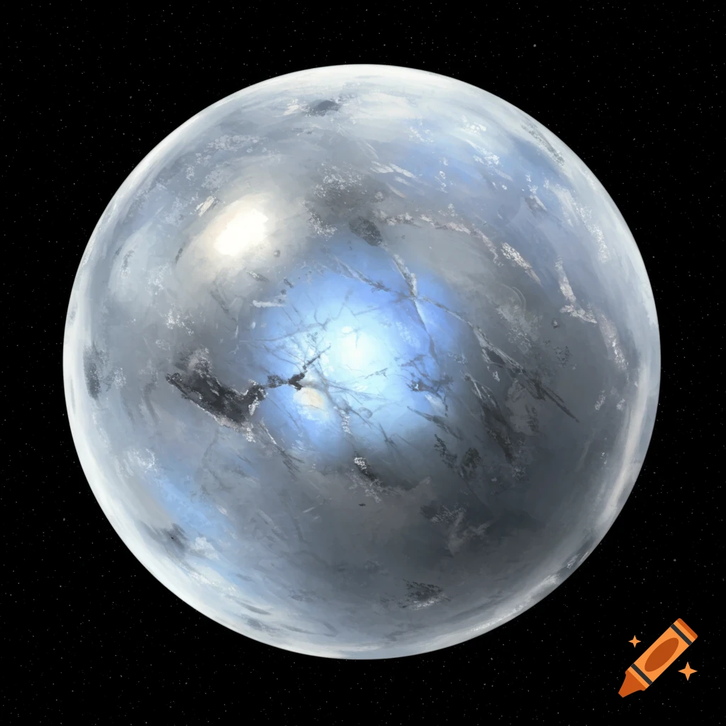 A glowing moonstone crystal orb floats in a starry black void.