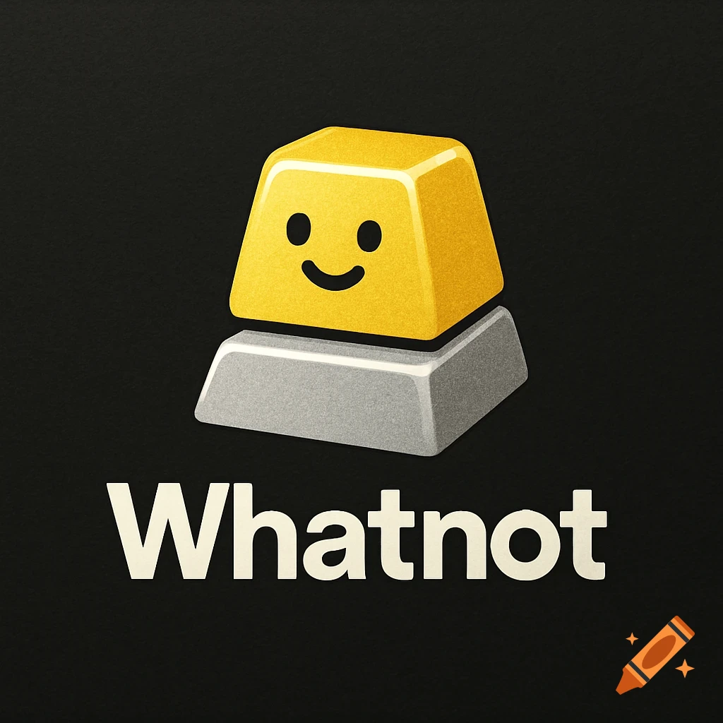 A gold bullion block with a smiley face on top of a silver bullion block, with the word "Whatnot" below, all on a dark background.