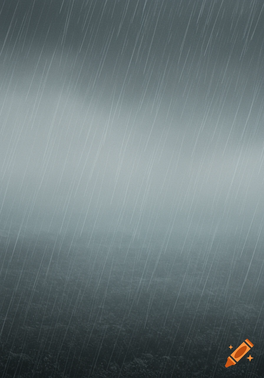 Rain falling through fog.