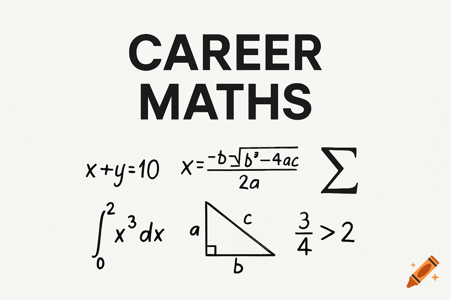 A title page with the bold text "CAREER MATHS" at the top. Below are various handwritten mathematical equations and symbols on a white background.
