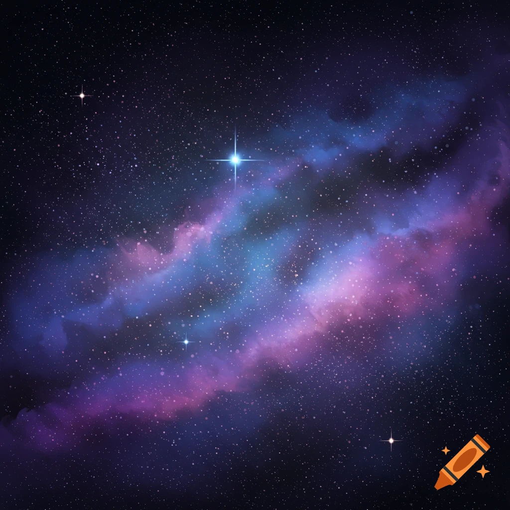 A vibrant nebula in shades of purple and blue amidst a field of stars in deep space.