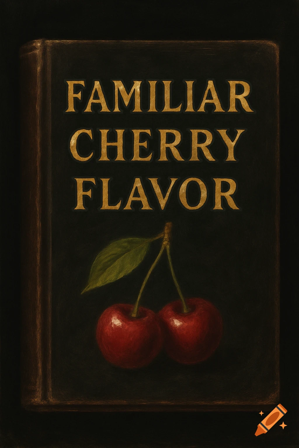 Dark book cover with 'Familiar Cherry Flavor' in gold text and two red cherries with a green leaf.