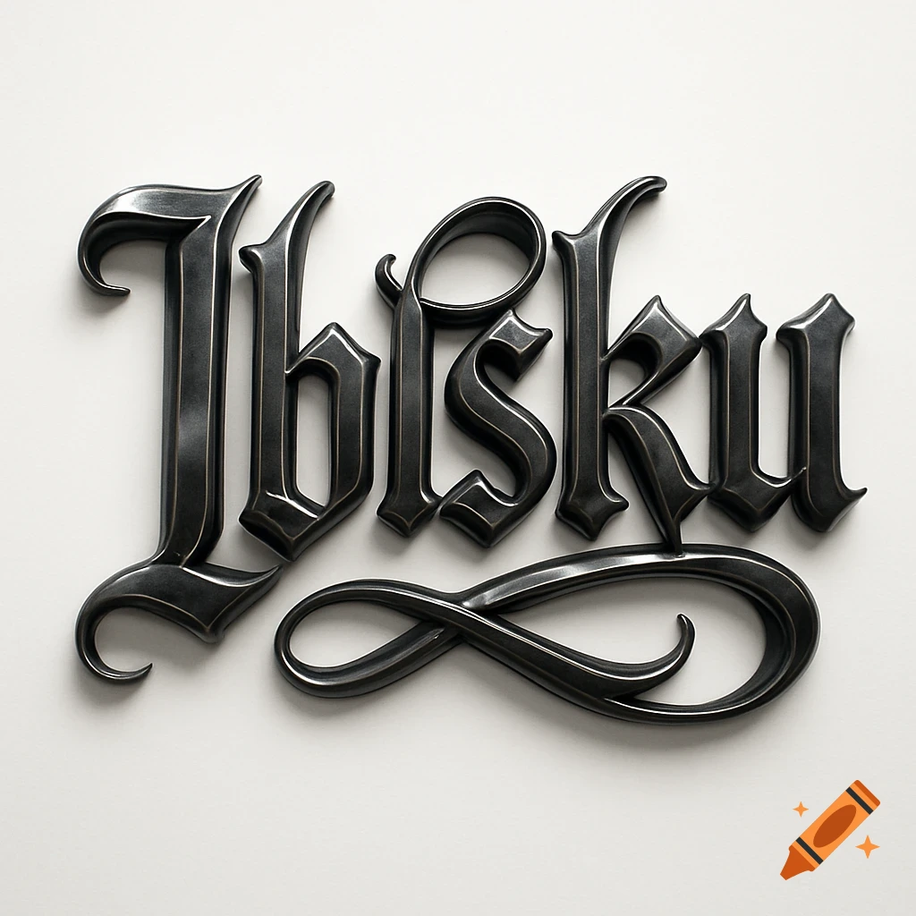3D steel lettering of the word 'Iblisku' on a white background.