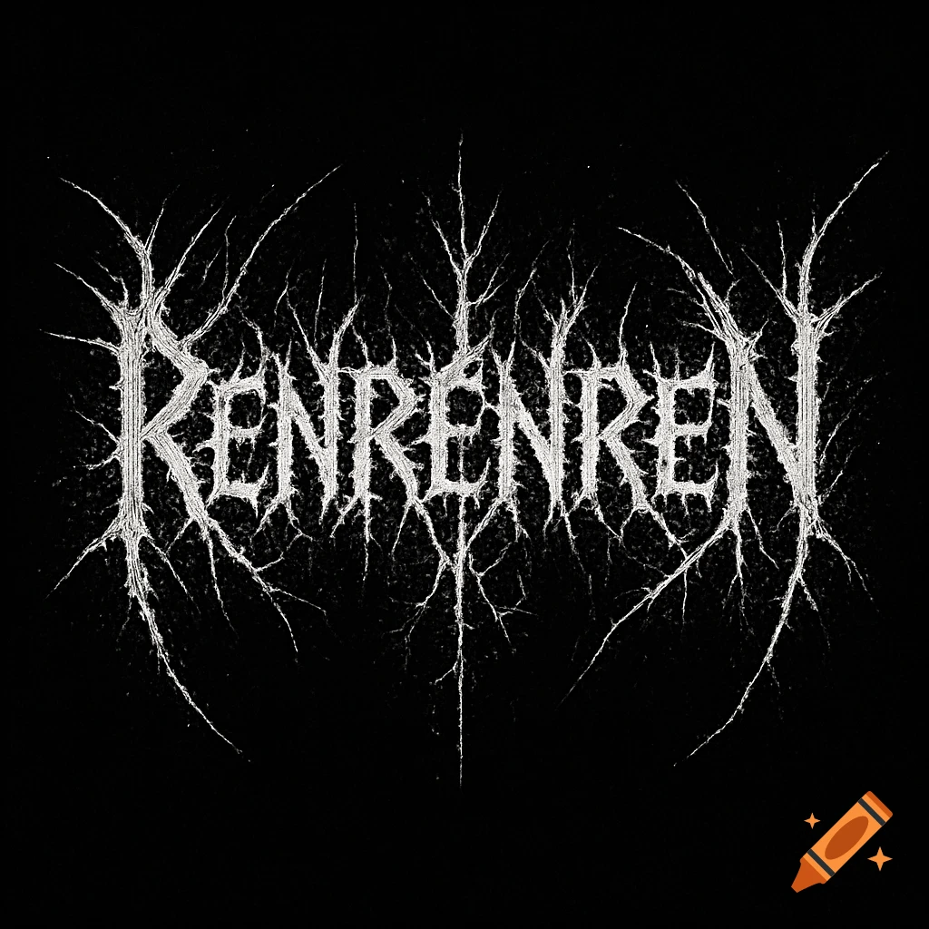 A white crusty black metal logo displaying the text 'RenRenRen' on a black background.