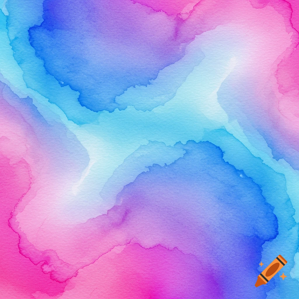 An abstract watercolor background with blends of pink, purple, and blue in soft, flowing waves.