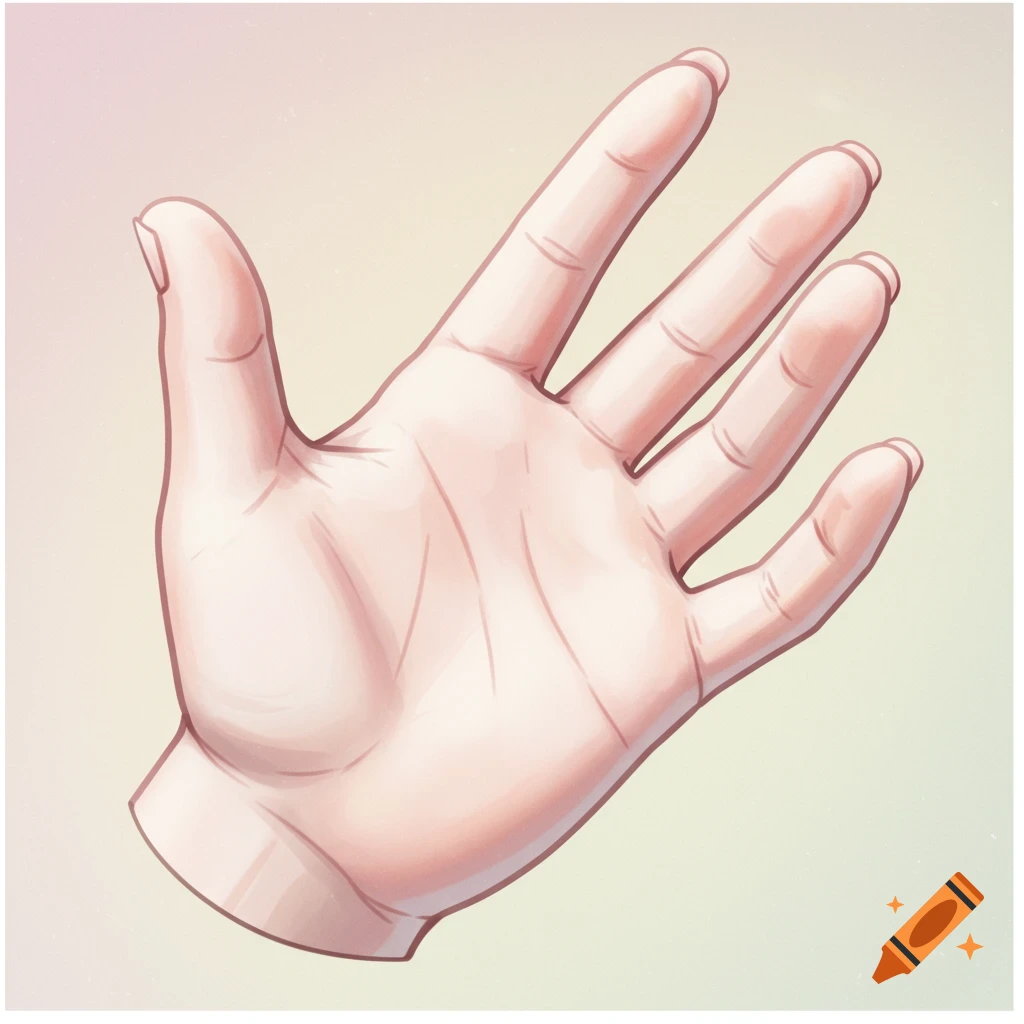 A cartoony illustration of the back of a left hand against a soft gradient background.