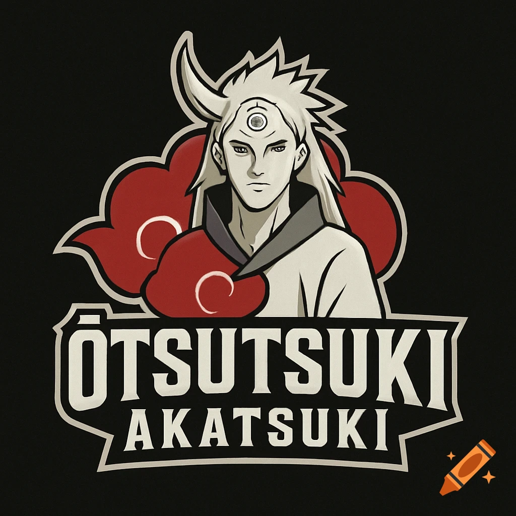 A stylized anime logo featuring a character similar to Madara Uchiha with white hair and a third eye, wearing a red Akatsuki cloak, with 'ŌTSUTSUKI AKATSUKI' text below.