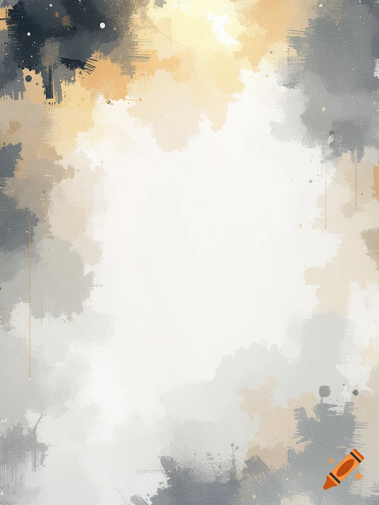 Abstract background with brush strokes in muted grays, black, beige, and light yellow, with a white center.