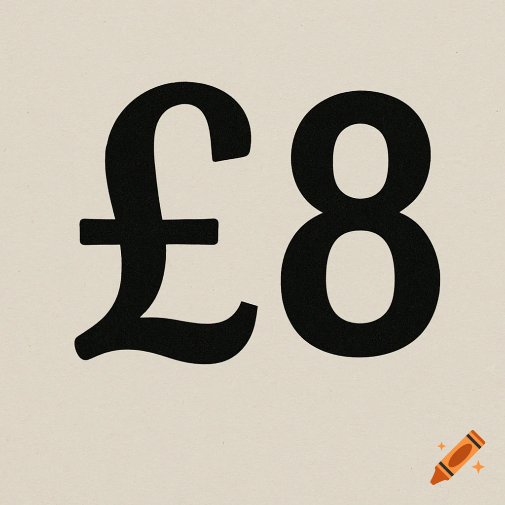 A large black pound sign and the number eight on a light, textured background.