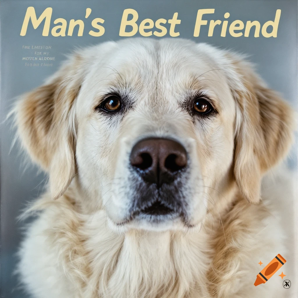 Close-up of a golden retriever dog's face on an album cover titled "Man's Best Friend".