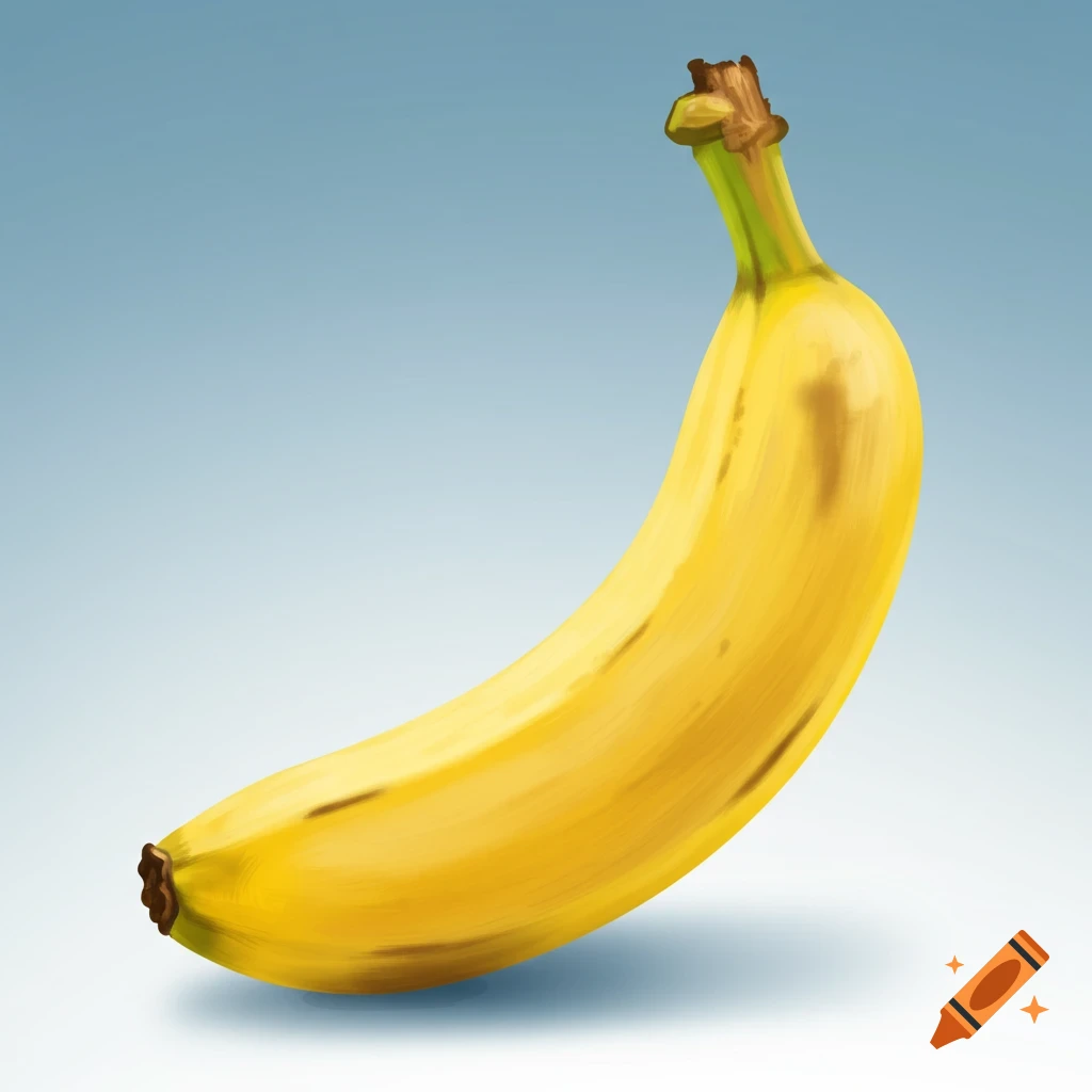 A yellow banana illustration on a light blue background.
