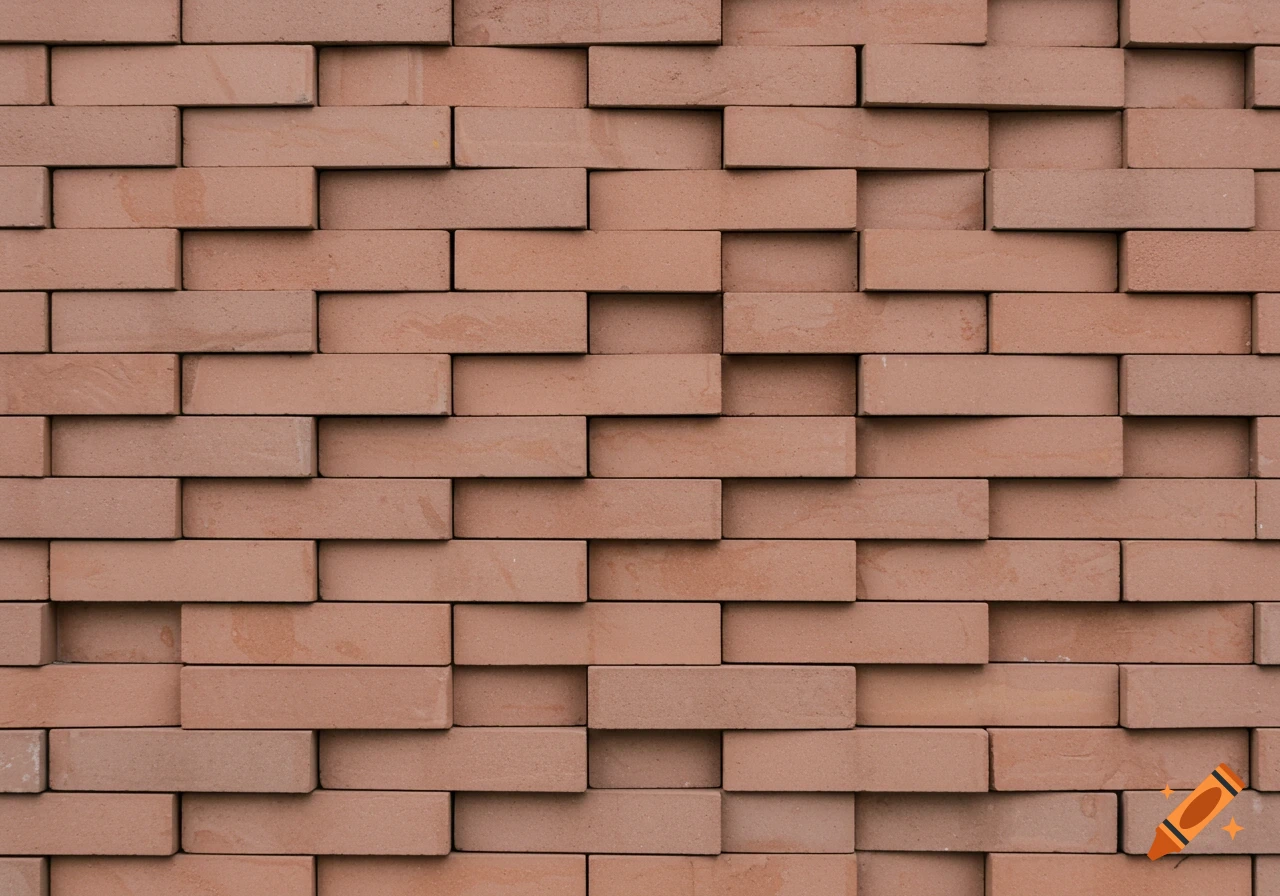 A close-up of a red brick wall with bricks offset in a 3D pattern, casting shadows.