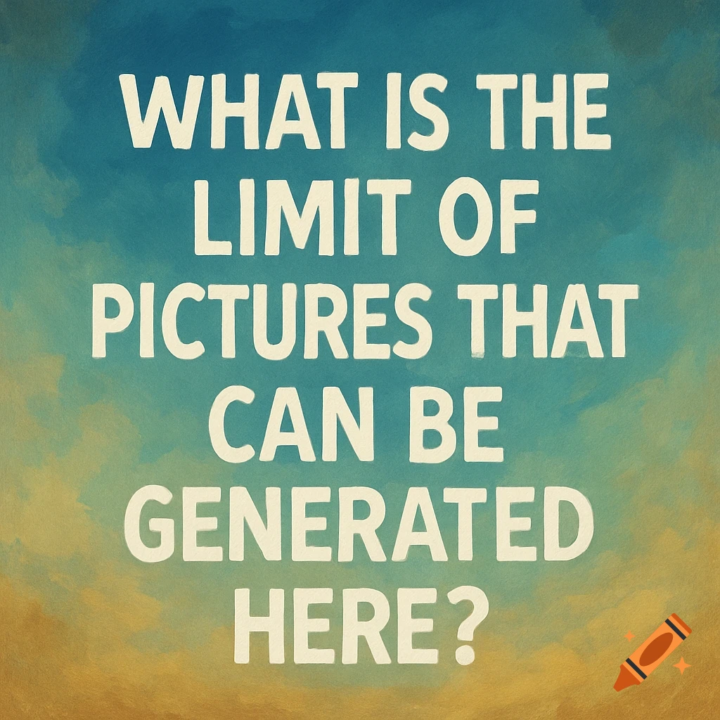 A graphic with the text 'WHAT IS THE LIMIT OF PICTURES THAT CAN BE GENERATED HERE?' against an abstract blue and brown background.