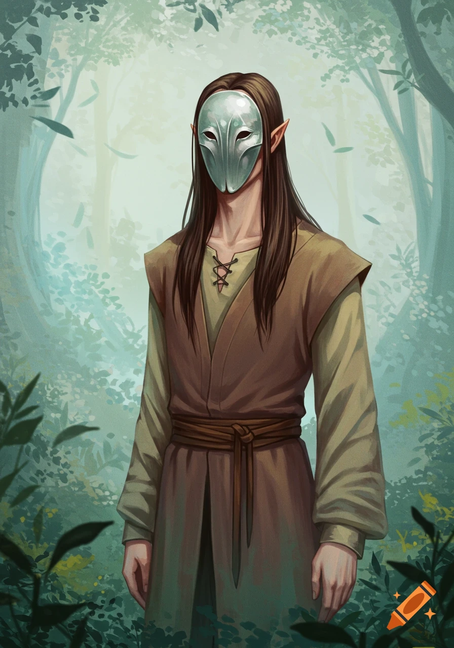 An elven man with long dark hair and pointed ears wears a smooth ...