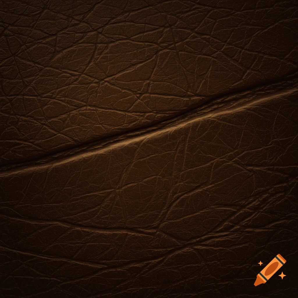 Close-up of dark brown leather texture with natural wrinkles and folds.