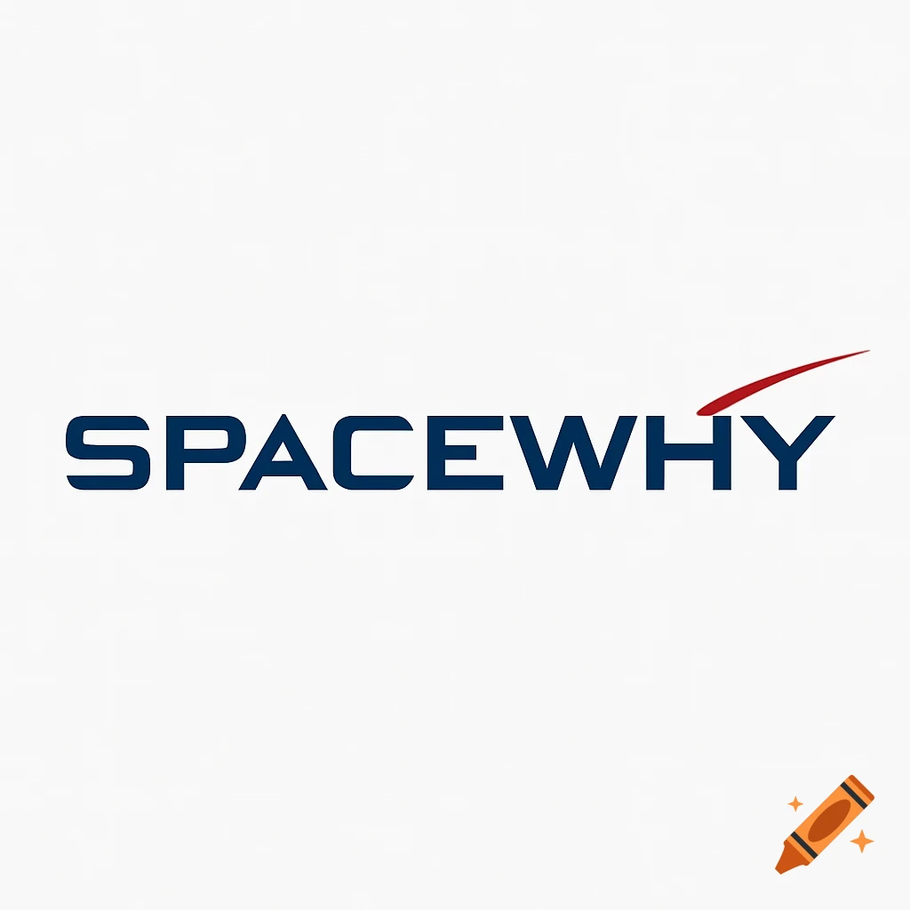 The word 'SPACEWHY' in dark blue, stylized with a red curved line above the 'Y' on a white background, resembling the SpaceX logo.