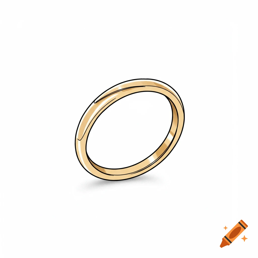 A plain gold ring drawn in line art style.