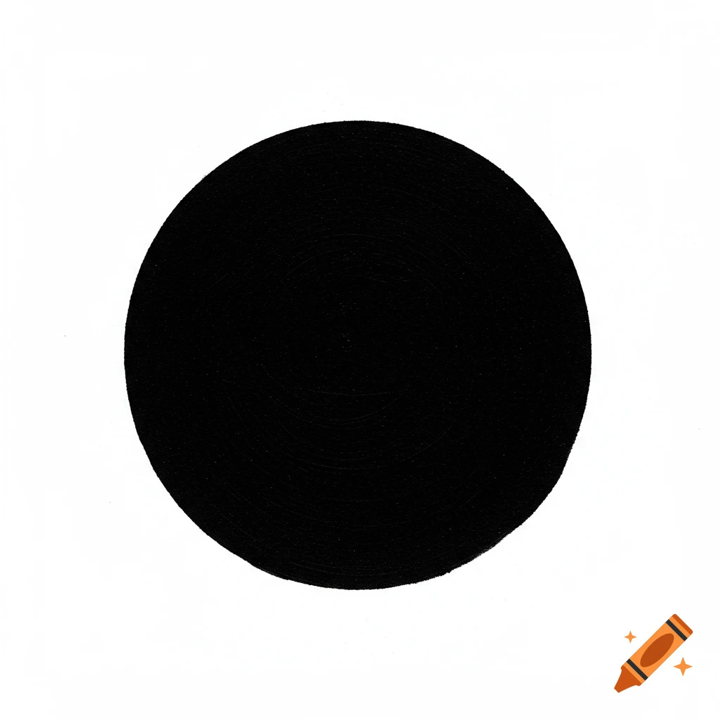 A plain black circle centered on a white background.