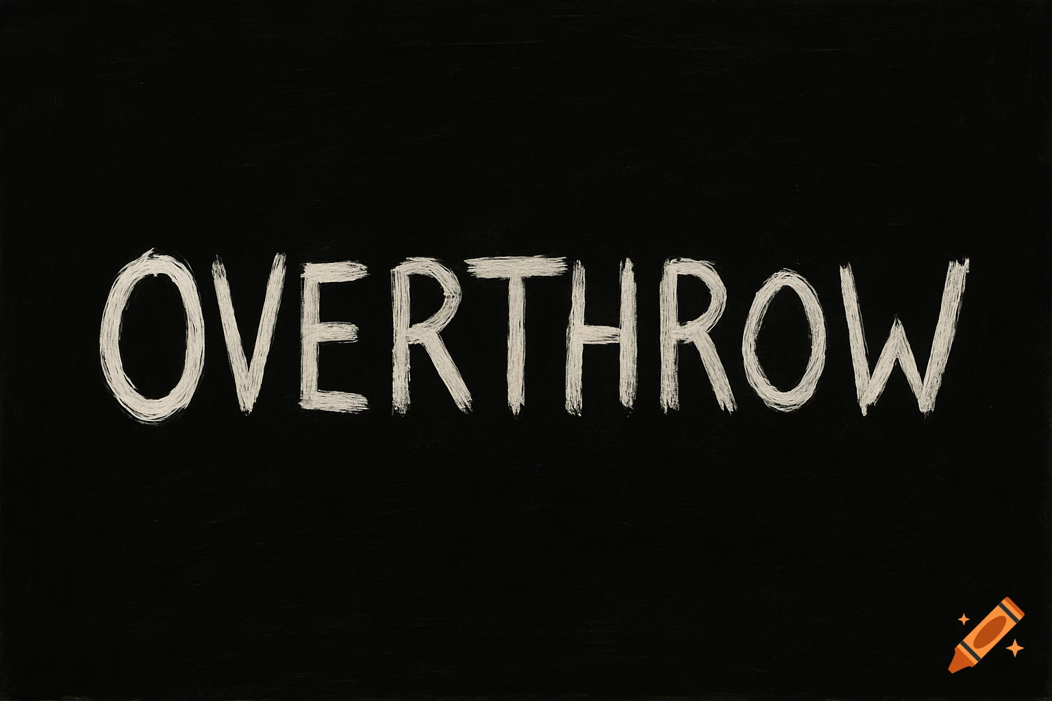 The word OVERTHROW written in white, rough, chalk-like letters on a solid black background.