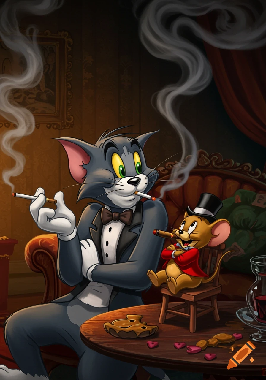Cartone Animato Gatto Smoking