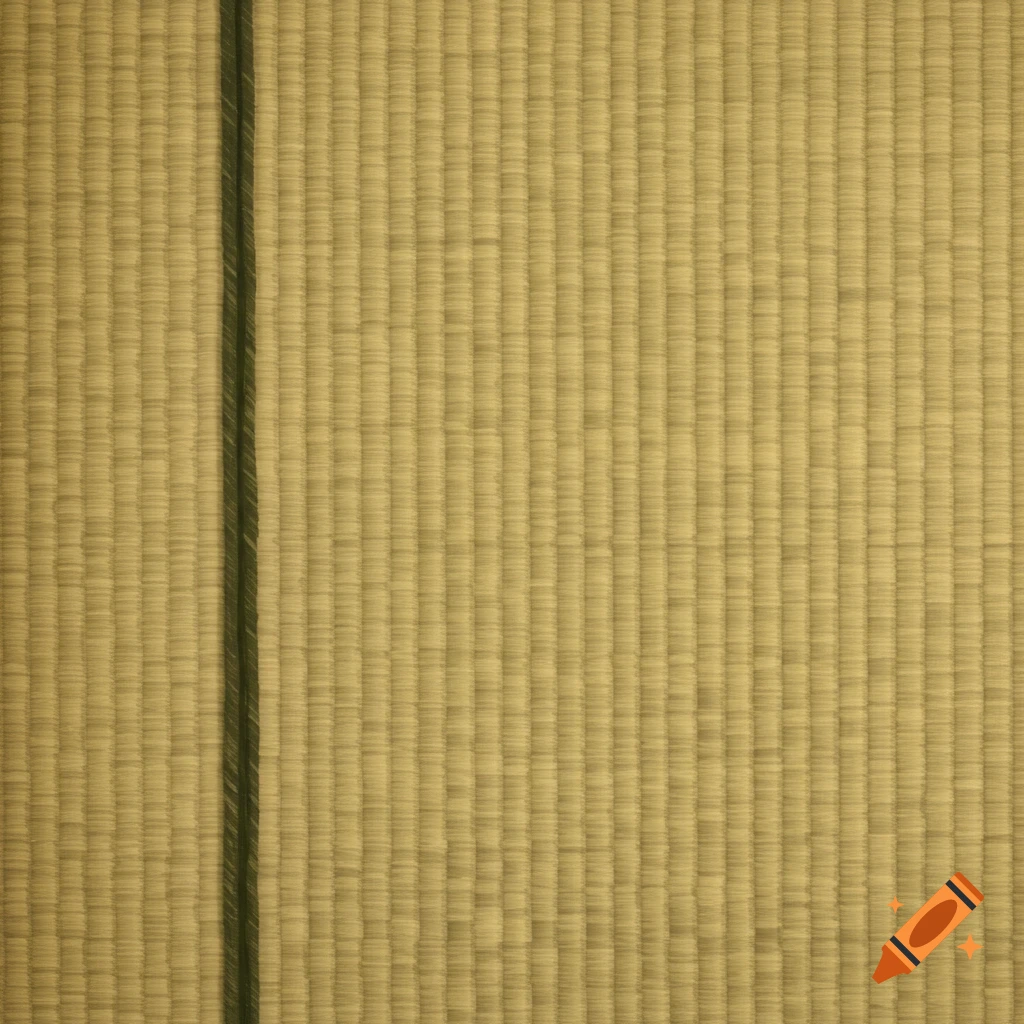 Close-up of a textured tatami mat with a vertical seam on the left.