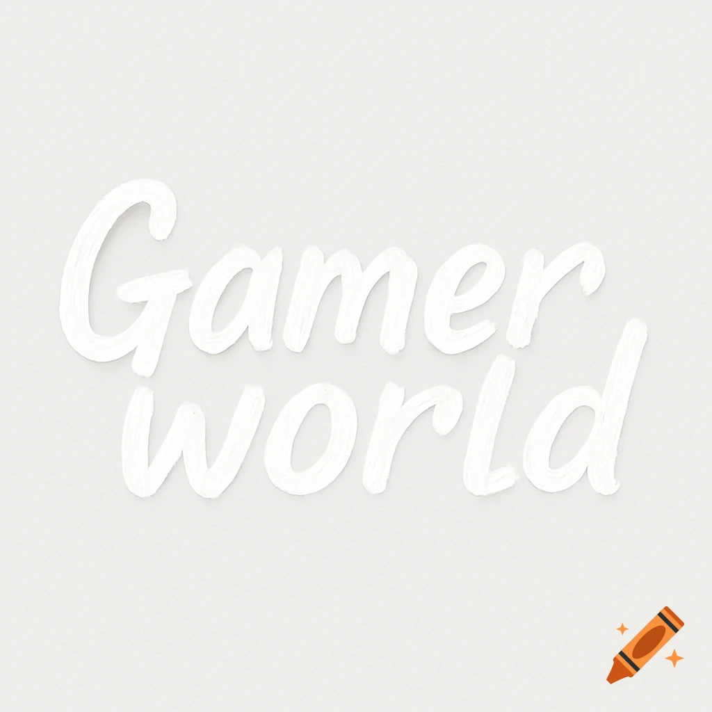 White brush stroke text spelling 'Gamer world' on a light grey background.